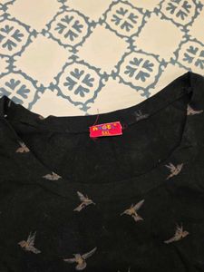 Dark Grey Bird Print T-Shirt