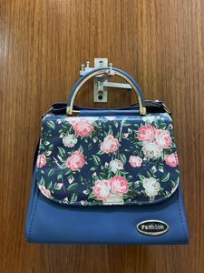 Floral Print Blue Handbag