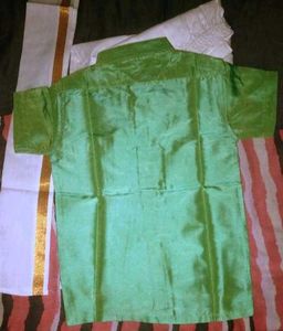 Green Silk Shirt Traditional Kerala Dhoti