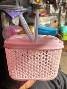 HANDLE LID STORAGE BASKET ( 500gm PINK COLOR )