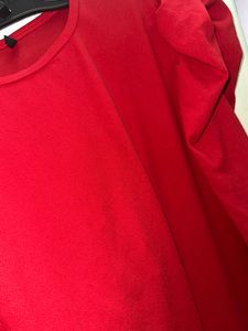 Chic Red Puff Sleeve Dress