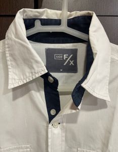 Men’s White Double Pocket Casual Shirt