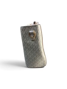 Elegant Monogram Print Tote Handbag with Detachabl