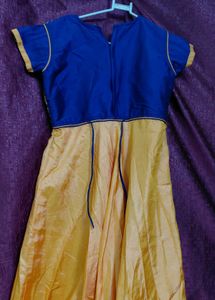 Beautiful Orange and Blue Embroidered Gown