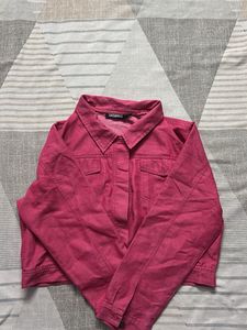 Stylish Pink Cropped Denim Jacket