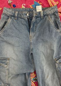 Light Wash Cargo Jeans