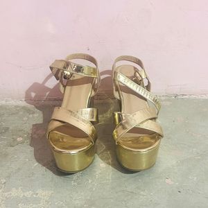 New Chic Metallic Golden Platform Sandals