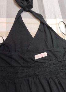 Black A-Line Halter Neck Dress