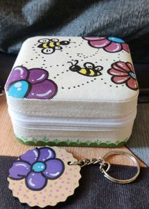 Hand Painted Jewellery Box &amp; Keychain Combo 🌸