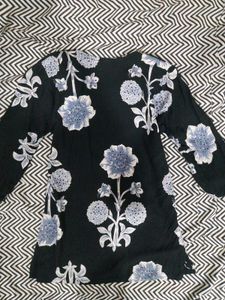 Black Floral Kurti Top