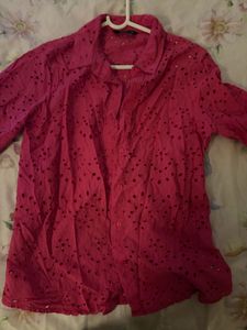 Chic Eyelet Button-Up Blouse