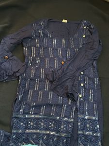 Stylish Blue Sequin Kurta Set