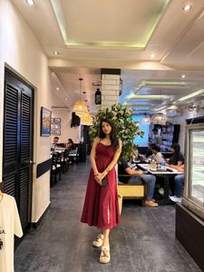 Maroon Spaghetti Strap Midi Dress
