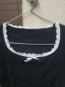 Black Cropped Top with Lace Trim