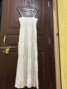 White Smocked Tiered Maxi Dress