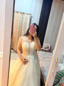 Elegant cream golden handwork gown🎀❤️🦋