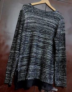 Black Sparkly Winter Knit Top For 44 Bust