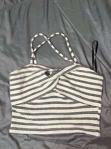 Striped Twist Front Crop Top