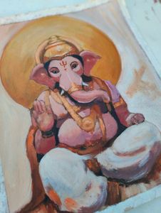 Handmade Ganesha Painting Canvas - Original Art