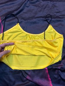 Yellow Graphic Print Crop Top