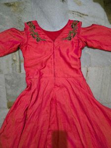 Elegant Pink Embroidered Gown