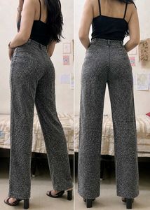 Greyish black white dots High waist Trousers Pant