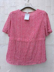 New with tag Korean Red Striped Peplum Top