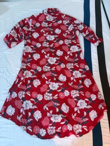 Red Floral Print Blouse