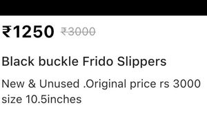 Frido Stylish Black Slides with Buckle Accent