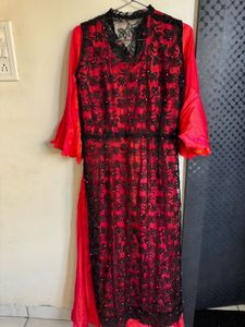 Red &amp; Black Ethnic Gown