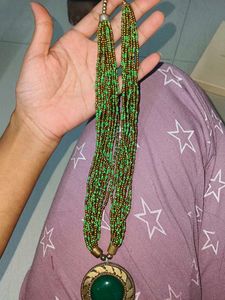 Boho Green Beaded Necklace