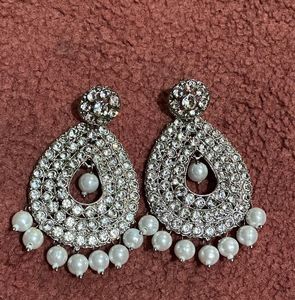 Sparkling Statement Earrings with Pearls