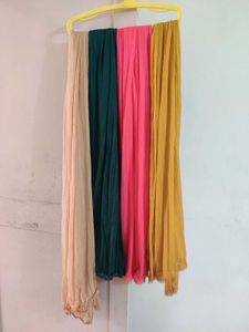Set of 4 Pleated Dupattas in Vibrant Colors