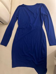 Royal Blue V-Neck Wrap Dress