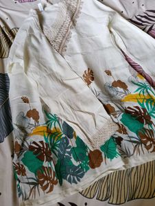Cream Tropical Print Kurta