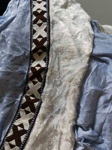 Ice Blue Crushed Velvet Hooded Dress