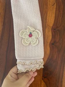 Flower Applique Baby Leggings For Winters