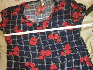 Cute Navy Blue Floral Tunic Top