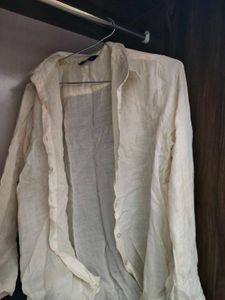 Cream Linen Button-Up Shirt