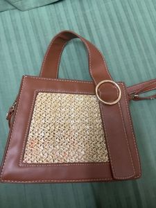 Stylish Brown Woven Handbag