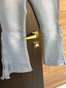 Trendy Grey Flare Jeans