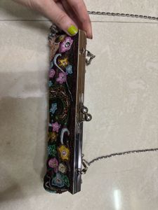 Vintage Beaded &amp; Sequin Embroidered Kiss-Lock Even