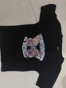 Graphic Butterfly Cropped T-Shirt