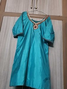 Sea Green Embroidered Kurti