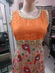 Orange Embroidered Lehenga Choli