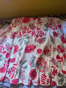 Cream Floral Print Kurta