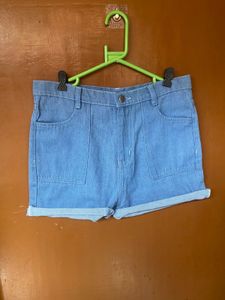 Light Wash Denim Cuffed Shorts