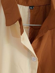 an elegant double coloured round frock