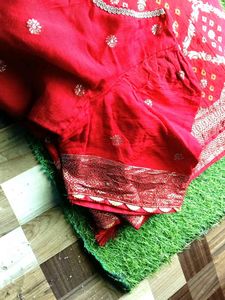 Dhola silk saree red blouse 44 inch