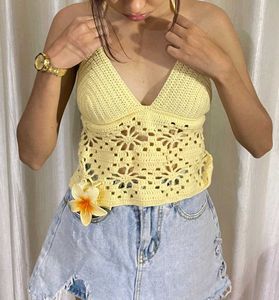 Yellow Crochet Halter Top